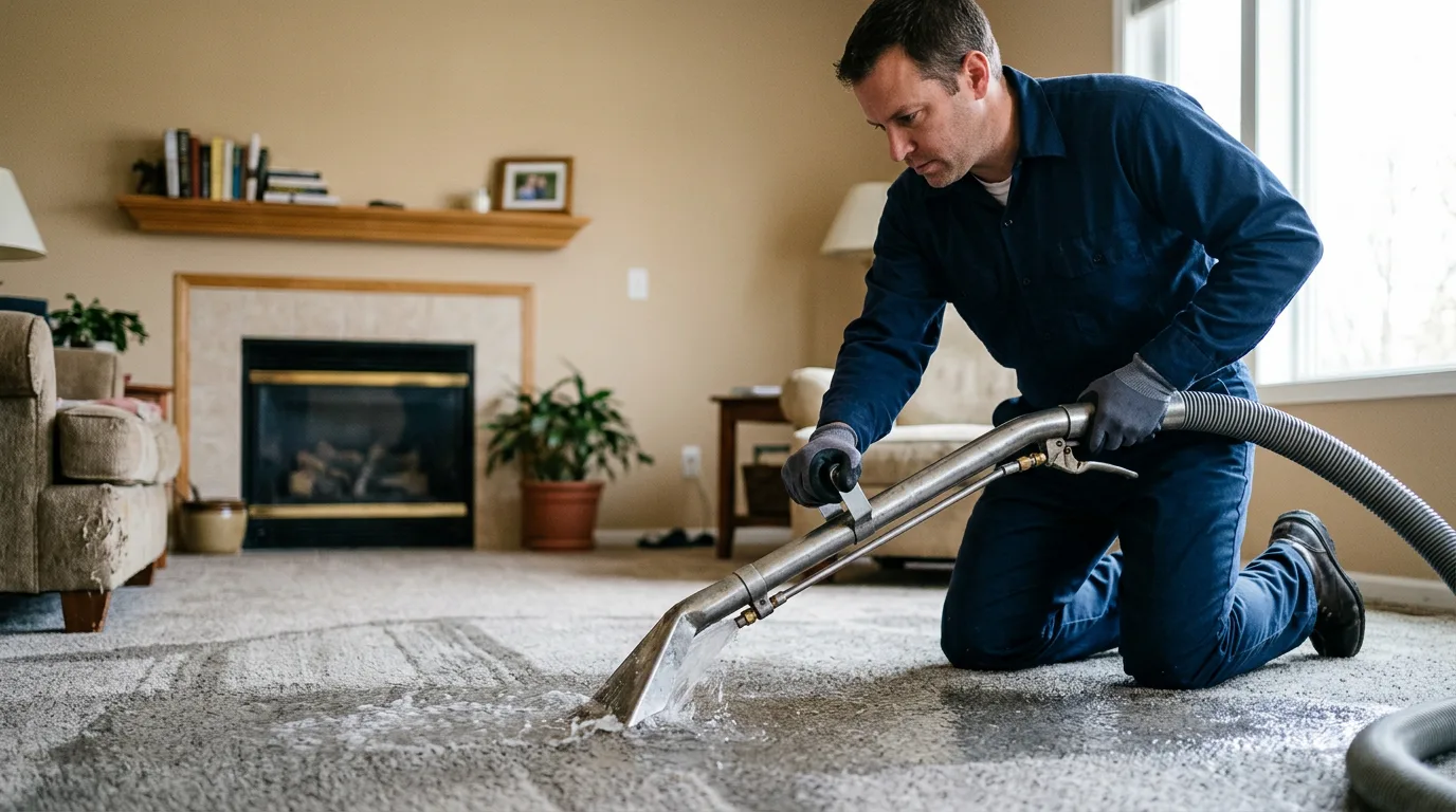 Water damage restoration technician working near Dixfield, ME